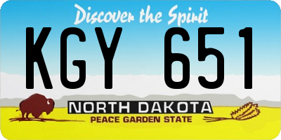 ND license plate KGY651