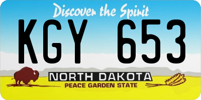 ND license plate KGY653