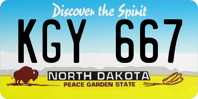 ND license plate KGY667