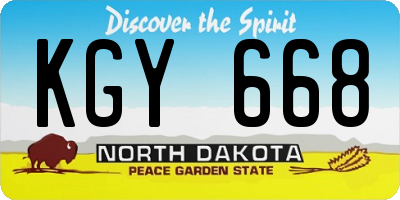ND license plate KGY668