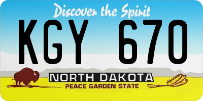 ND license plate KGY670