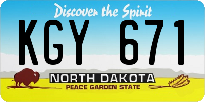 ND license plate KGY671