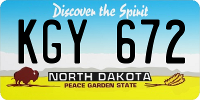 ND license plate KGY672