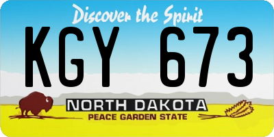 ND license plate KGY673