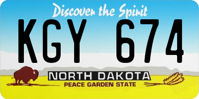 ND license plate KGY674