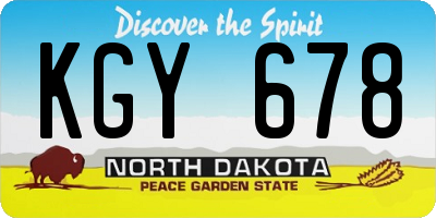 ND license plate KGY678