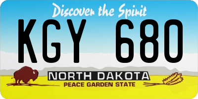 ND license plate KGY680