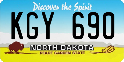 ND license plate KGY690