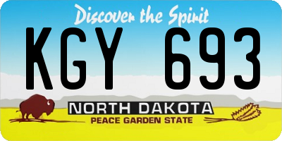 ND license plate KGY693