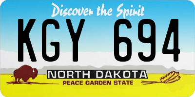 ND license plate KGY694