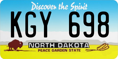 ND license plate KGY698