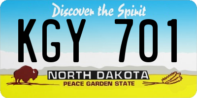 ND license plate KGY701