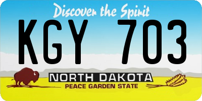 ND license plate KGY703