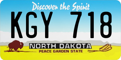 ND license plate KGY718