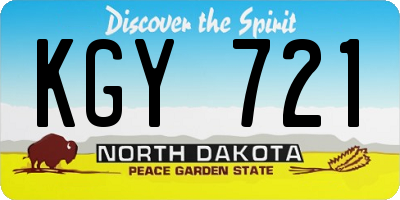 ND license plate KGY721