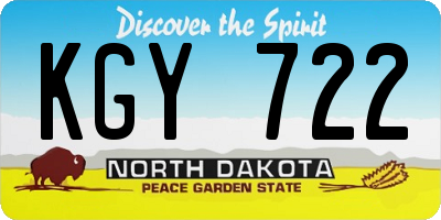 ND license plate KGY722