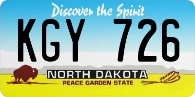 ND license plate KGY726