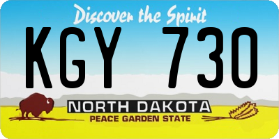 ND license plate KGY730