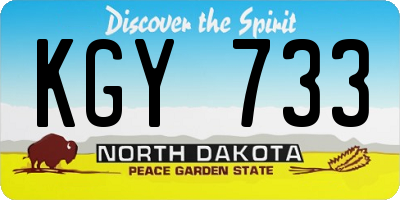 ND license plate KGY733