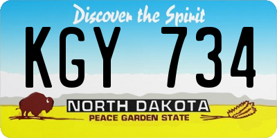 ND license plate KGY734