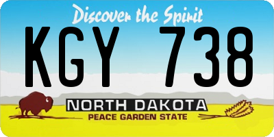 ND license plate KGY738