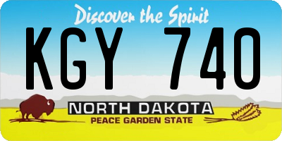 ND license plate KGY740