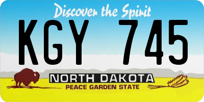 ND license plate KGY745
