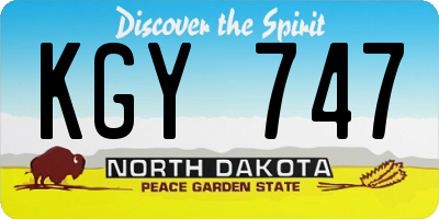 ND license plate KGY747