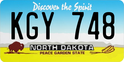 ND license plate KGY748