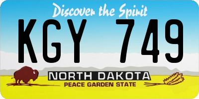 ND license plate KGY749