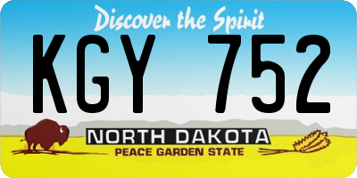 ND license plate KGY752
