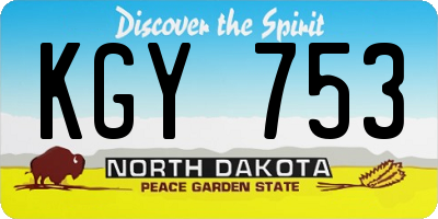 ND license plate KGY753
