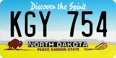 ND license plate KGY754