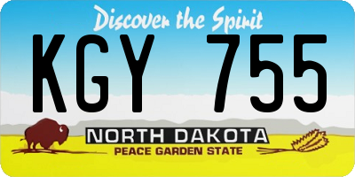 ND license plate KGY755