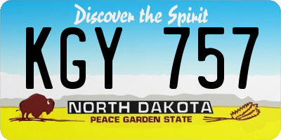 ND license plate KGY757