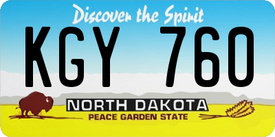 ND license plate KGY760