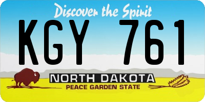 ND license plate KGY761