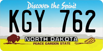 ND license plate KGY762