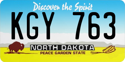 ND license plate KGY763