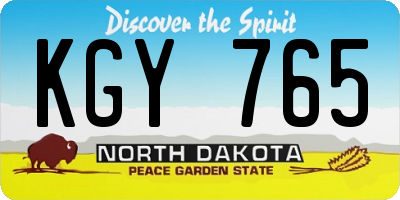 ND license plate KGY765