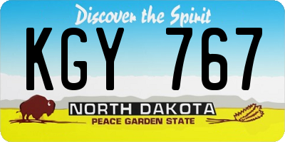 ND license plate KGY767