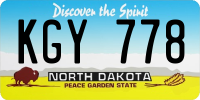 ND license plate KGY778