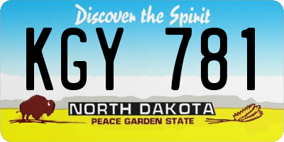 ND license plate KGY781