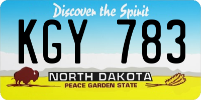 ND license plate KGY783