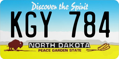 ND license plate KGY784