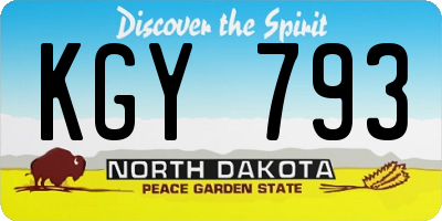 ND license plate KGY793