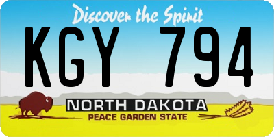 ND license plate KGY794