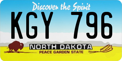 ND license plate KGY796