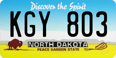 ND license plate KGY803