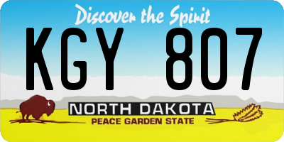 ND license plate KGY807